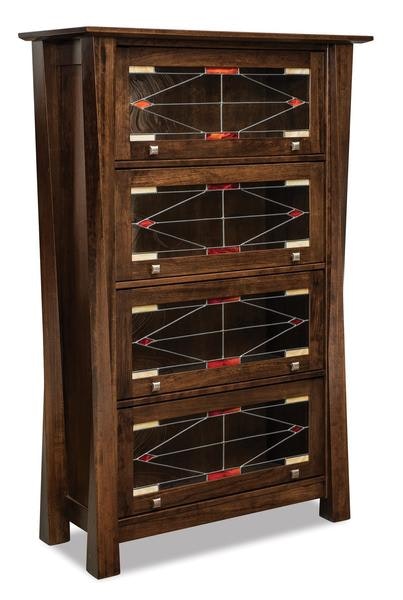 Amish 64 Tall Uplift Barrister Bookcase shown in Brown Maple with Burnt Umber.