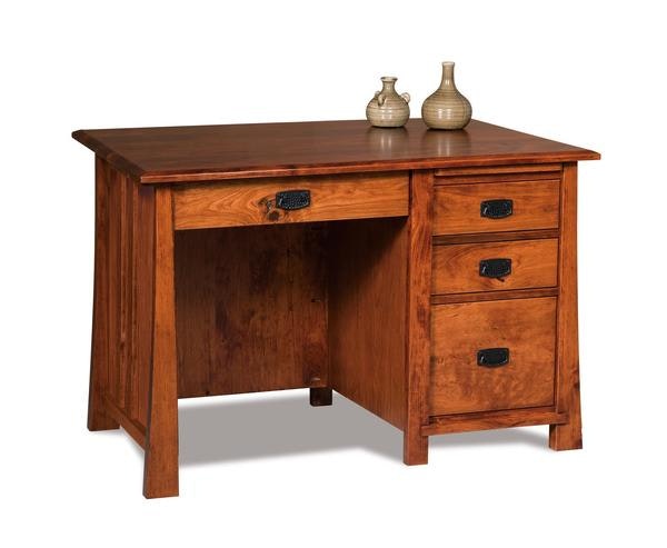 Amish 47 Stellar Mission Computer Desk shown in Rustic Cherry with Michaels Cherry Stain
