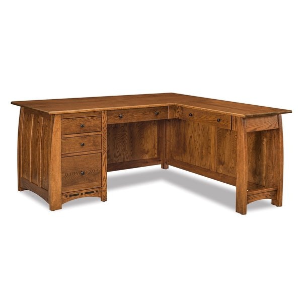 Amish Wood Grove Mission L-Desk with Finished Back
