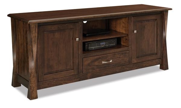 Amish Uplift 72 Media Console with 2 doors, 1 Drawer, and Twisted Solid Wood Legs