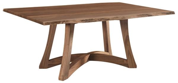 Amish Alton Contemporary Solid Top Dining Table with Optional Live Edge Top