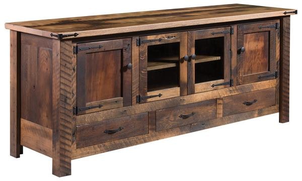 Amish Smyrna 72 TV Stand shown in  Reclaimed Hardwoods.