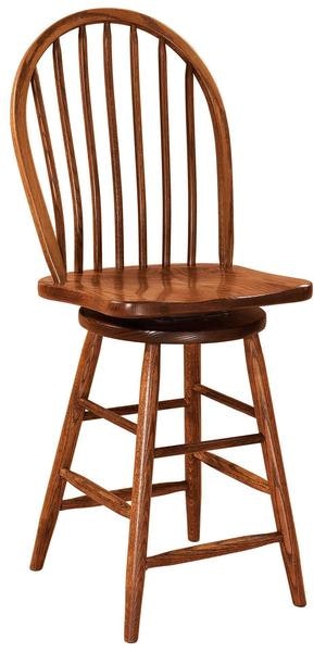 Amish Buckhall Solid Wood Windsor Counter and Bar Stool with Swivel