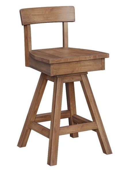 Amish Classic Modern Solid Wood Low Back Counter and Bar Stool with Swivel
