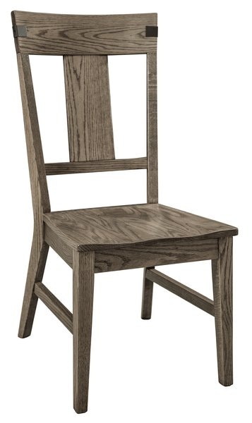 Amish Barcelona Solid Wood Dining Chair shown in Red Oak with Driftwood Stain