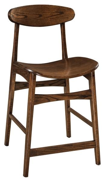 Amish Solid Wood Lake View Mid Century Modern Counter and Bar Stool