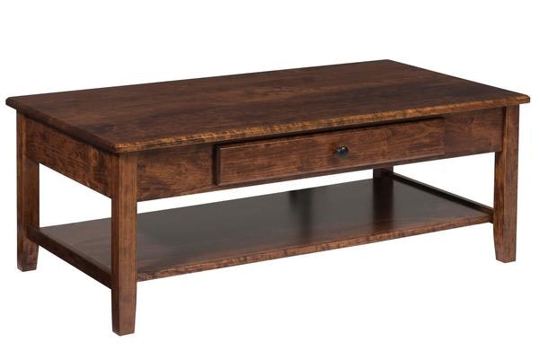 Amish Ethridge Coffee Table 48 inch Rectangular.  Shown in Rustic Cherry.