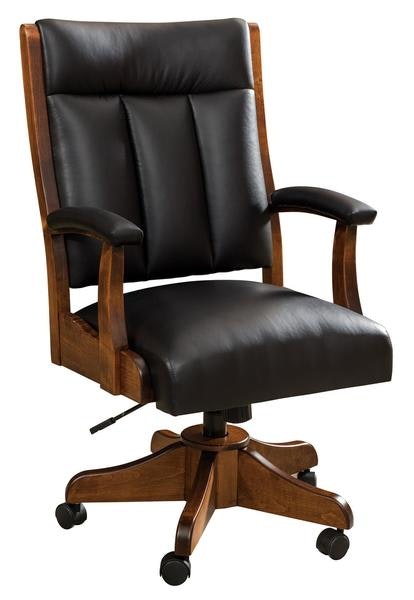 Amish Markridge Traditional Upholstered Desk Chair with Wheels