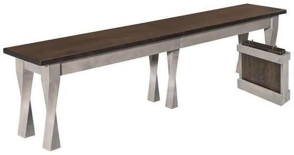 Amish Solid Wood Oxnard Modern Twisted Leg Backless Dining Bench