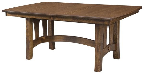 Amish Built Riverside Solid Wood Curved Trestle Dining Table