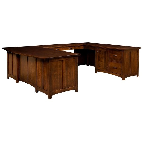 Amish Windhelm U-Shaped Desk shown in Oak with Michaels Cherry Stain