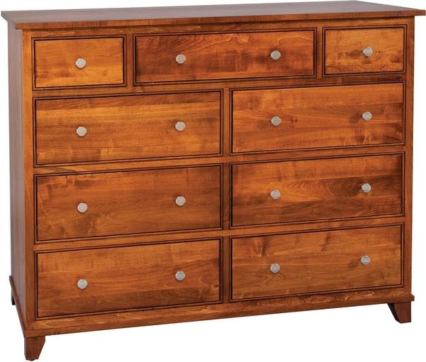 Amish Shoreline Dresser with Beveled Round Mirror