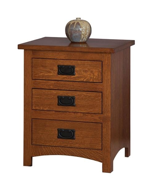 Amish Woodland Mission Three Drawer Nightstand