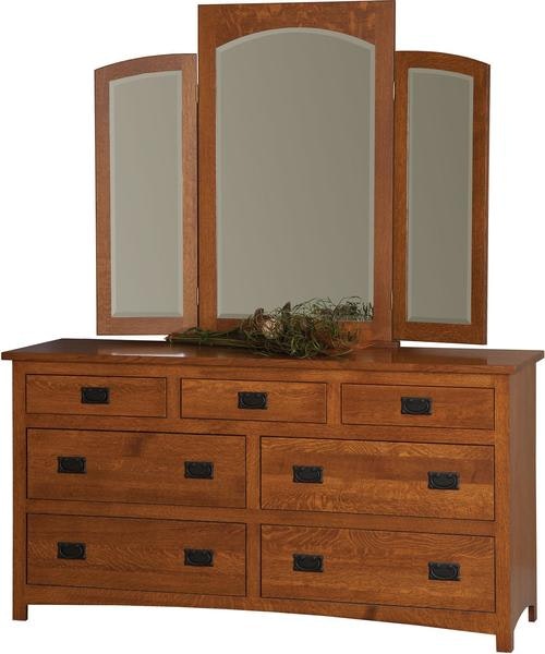 Amish Woodland Mission 66" Dresser with Optional Tri-View Mirror