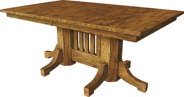 Amish Mission Extendable Double Pedestal Dining Table