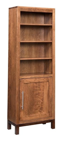 Amish Narrow Arvada Modern Bookcase with Optional Door