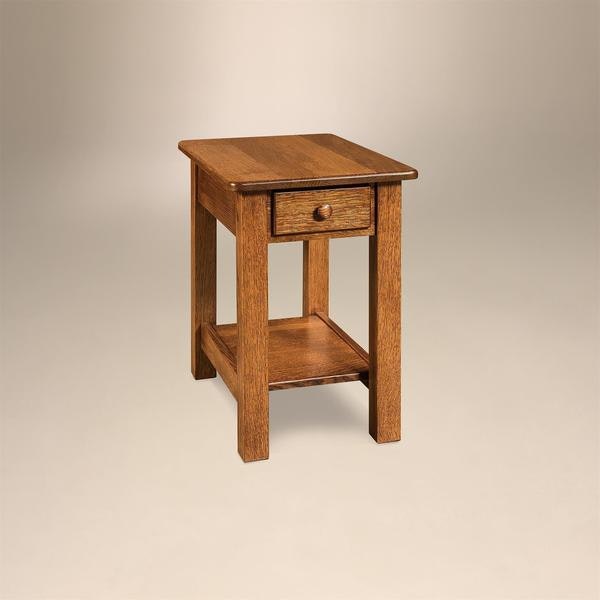 Amish Solid Wood End Table for Living Room 16 inches Wide with Storage Drawer and Bottom Shelf.