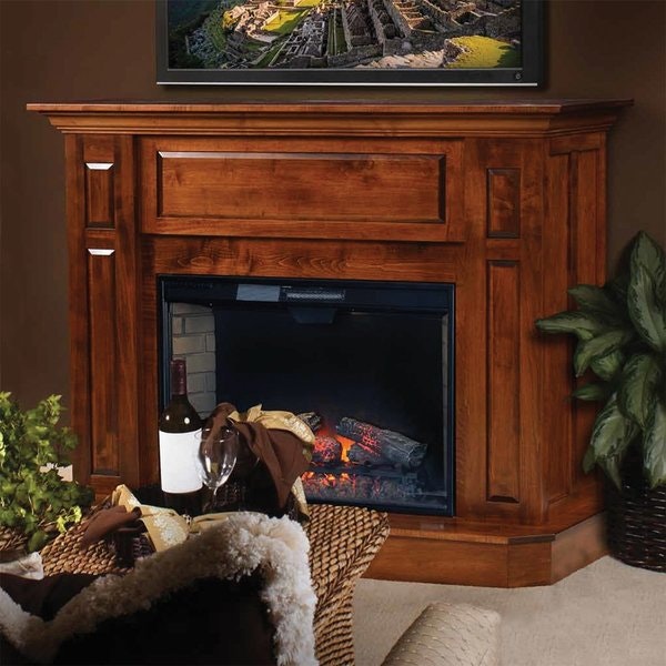 Wood Fireplace w/ Classic Molding LED Flames DutchCrafters