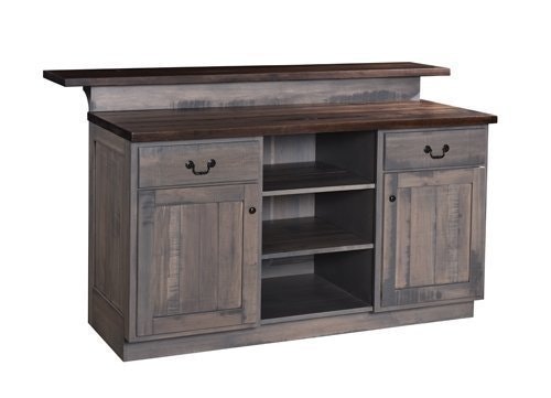 Amish Nero Home Central Bar with Shelves