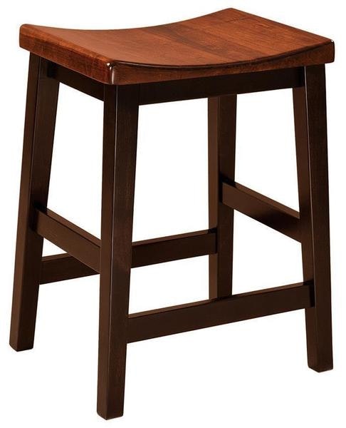 Amish Lorton Solid Wood Backless Saddle Counter and Bar Stool - Quick Ship