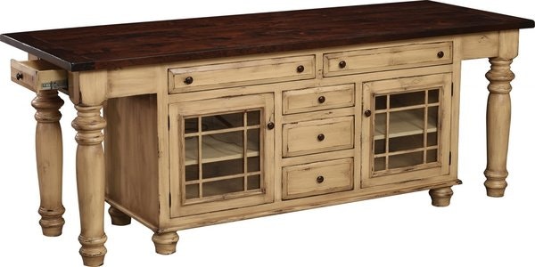 Chervil French Country 92" Solid Wood Kitchen Island