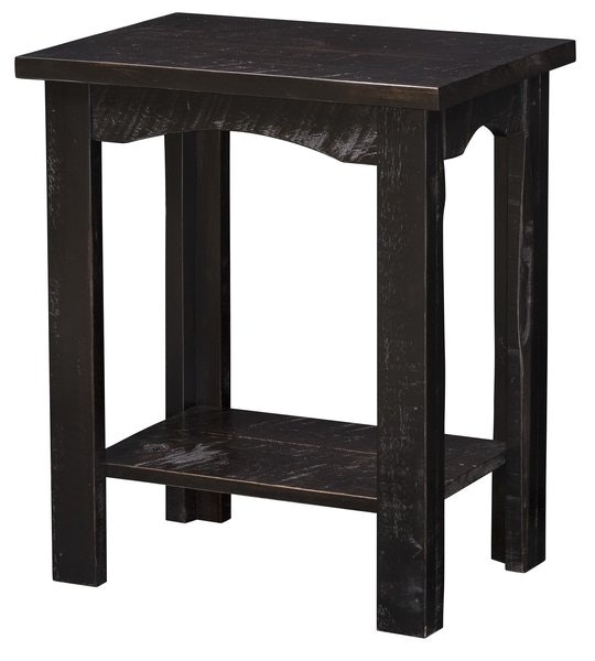 Amish 22 Wide Handcrafted Rough-Cut Maple Wood Chairside End Table shown with Smokehouse Finish