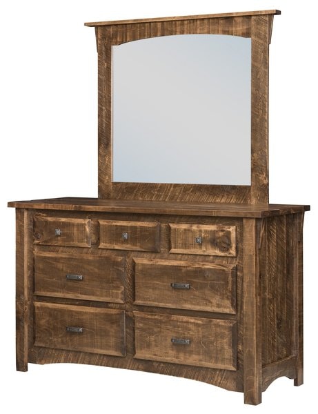 Amish Rough-Cut Maple Wood 7-Drawer Dresser with Optional Mirror