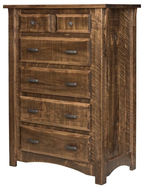 Amish Rough-Cut Maple Wood 6-Drawer Chest of Drawer