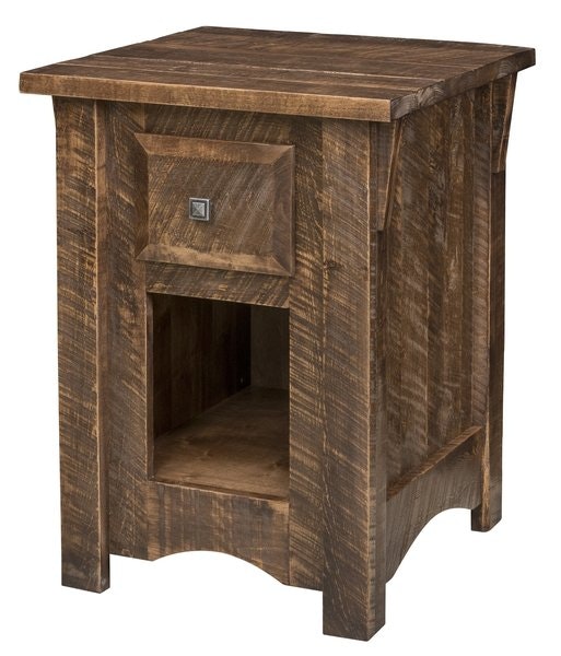 Amish Rough-Cut Maple Wood 1-Drawer Nightstand