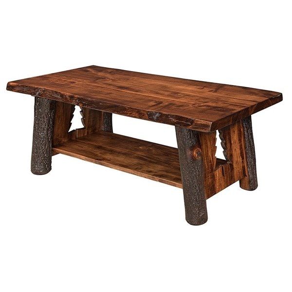 Amish Lone Spruce Live Edge Coffee Table shown in Brown Maple with Asbury Stain