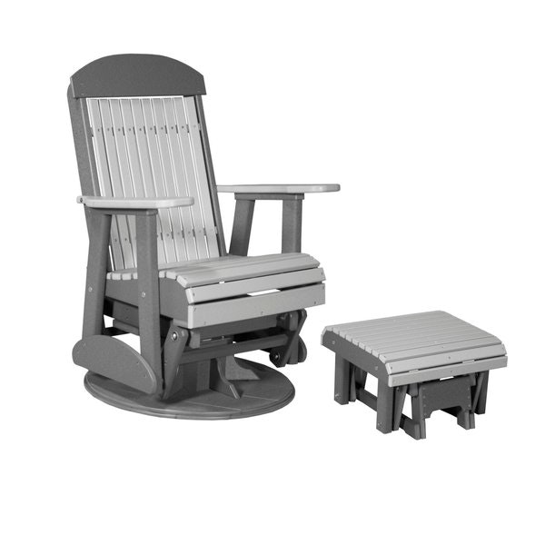 LuxCraft 2' Swivel Classic Poly Glider Chair with Ottoman