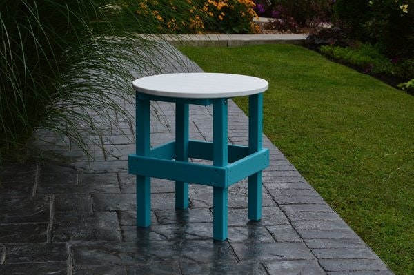 Amish Poly Round Side Table with White Top
