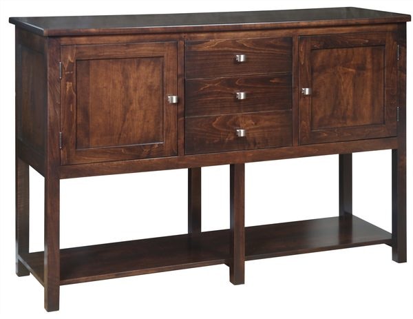 Amish Oak Island Sideboard with Shelf