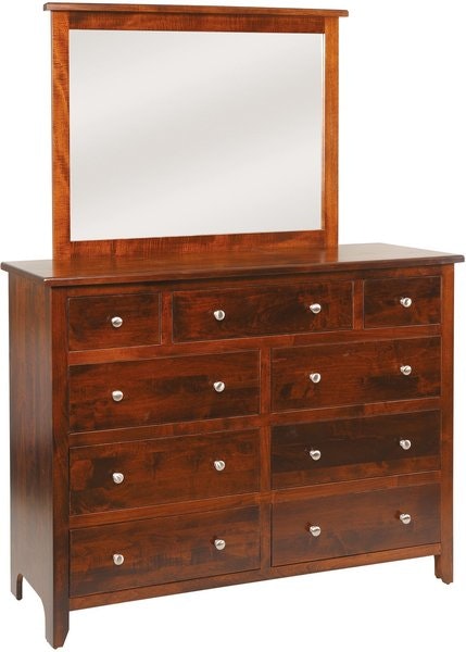 Amish Mt. Osos Nine Drawer Dresser with Optional Mirror