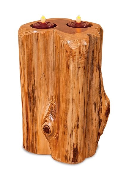 Amish Rustic Log Tea Light Candle Holder