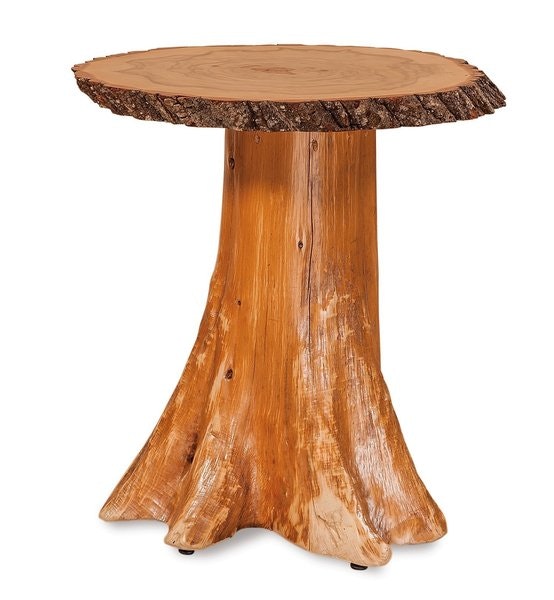 Amish Handcrafted Rustic Tree Stump Wood End Table