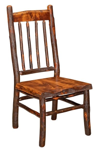Amish Big Creek Hickory Log Dining Chair with Live Edge Trim - Quick Ship