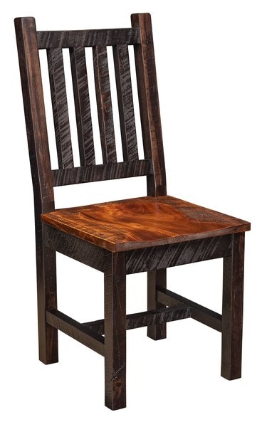 Amish Rustic Rough-Cut Maple Carolina Dining Chair - Quick Ship shown in Rough Cut Maplewood with Two-Tone Finish