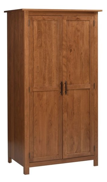 Amish Richey Wardrobe with Rod & Shoe Shelf shown in Rustic Cherry with Autumn Wheat Stain