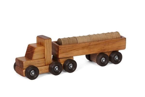 American Made Wood Toy Barrel Truck Small