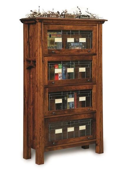 Amish 67 1/4 Tall Rustic Cherry Wood Vivid Barrister Bookcase - Quick Ship