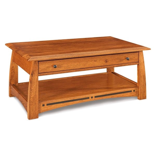 Amish 44 Wide Wood Grove Mission Coffee Table Domestically Sourced Rustic Hickory Wood - Quick Ship