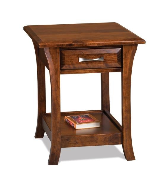 Amish 24 Tall Genesis Open End Table with Drawer Domestically Sourced in Brown Maple Wood - Quick Ship