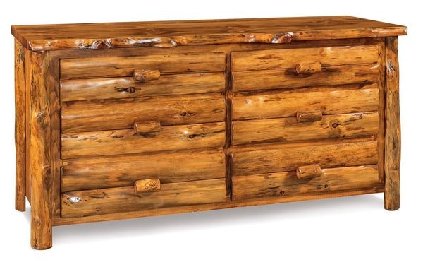 Amish Rustic Log 65" Large 6-Drawer Dresser - Quick Ship
