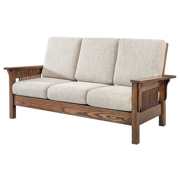 Amish Marion Oak Wood Frame Custom Sofa - Quick Ship
