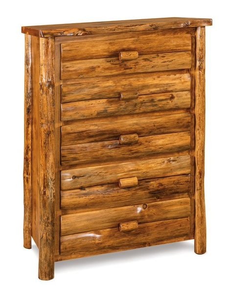 Amish Rustic Log 5-Drawer Chest of Drawers - Quick Ship