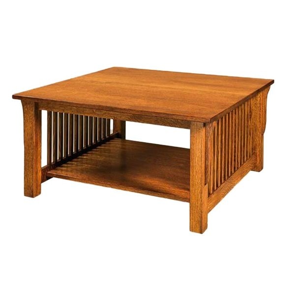Amish Oroville Mission Square Coffee Table with choice of 36 inch or 40 inch depths.