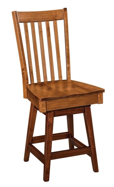Amish Carmel Contemporary Slat Back Counter and Bar Stool with Swivel