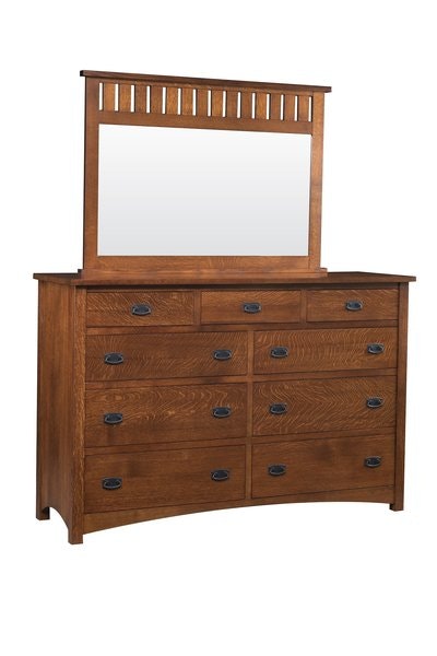 Amish 45 Tall Claremont Mission Tall Dresser with Curved Front Bottom and Optional Mirror