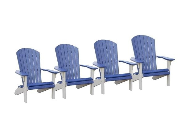 Amish Leisure Lawns Poly Fan-Back Adirondack Chair 4 Piece Set - Quick Ship